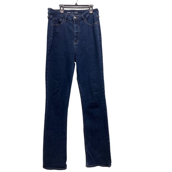 Womens Old Navy Extra High Rise Kicker Boot Dark Wash‎ Tall Long Jeans Size 14 - Picture 2 of 8
